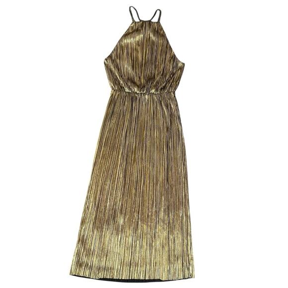 House of Harlow 1960 x Revolve Women’s Farrah Gold High Neck Pleated Midi Dress - Picture 2 of 14